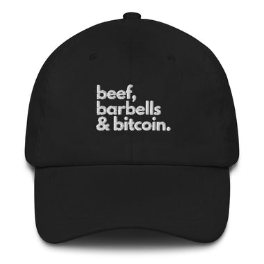 beef, barbells & bitcoin dad hat