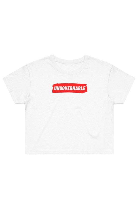 Crypto Fashion: Women's Ungovernable Crop Top T-Shirt I Ungovernable Crop Top (white)
