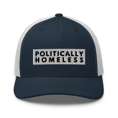 Dark Slate Grey And White Politically Homeless Trucker Hat